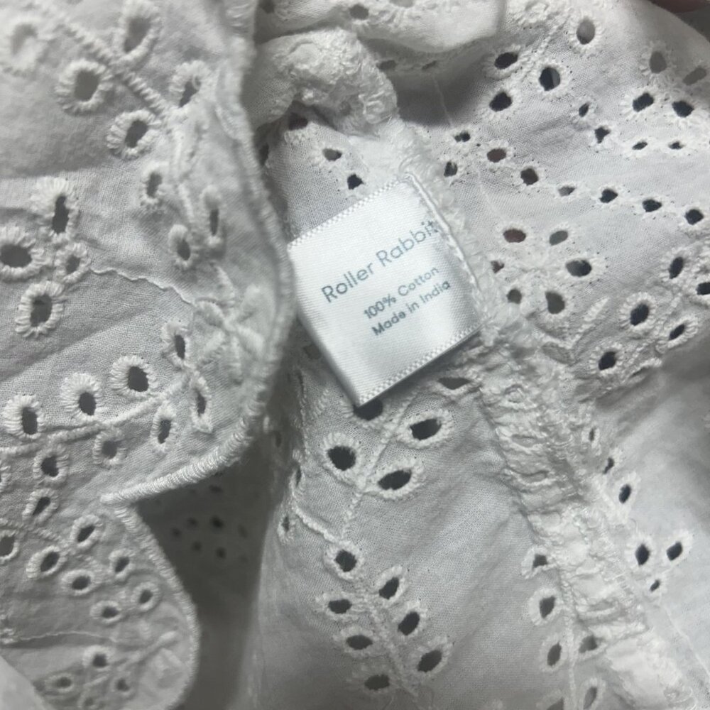 Roller Rabbit Oversized Eyelet Button Front Blous… - image 4